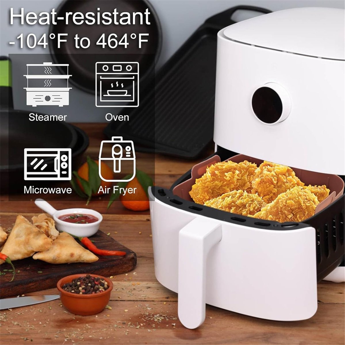 M10K 3 Peças Forros de Silicon - Air Fryer Silicone Pot Liner avaliação e preço