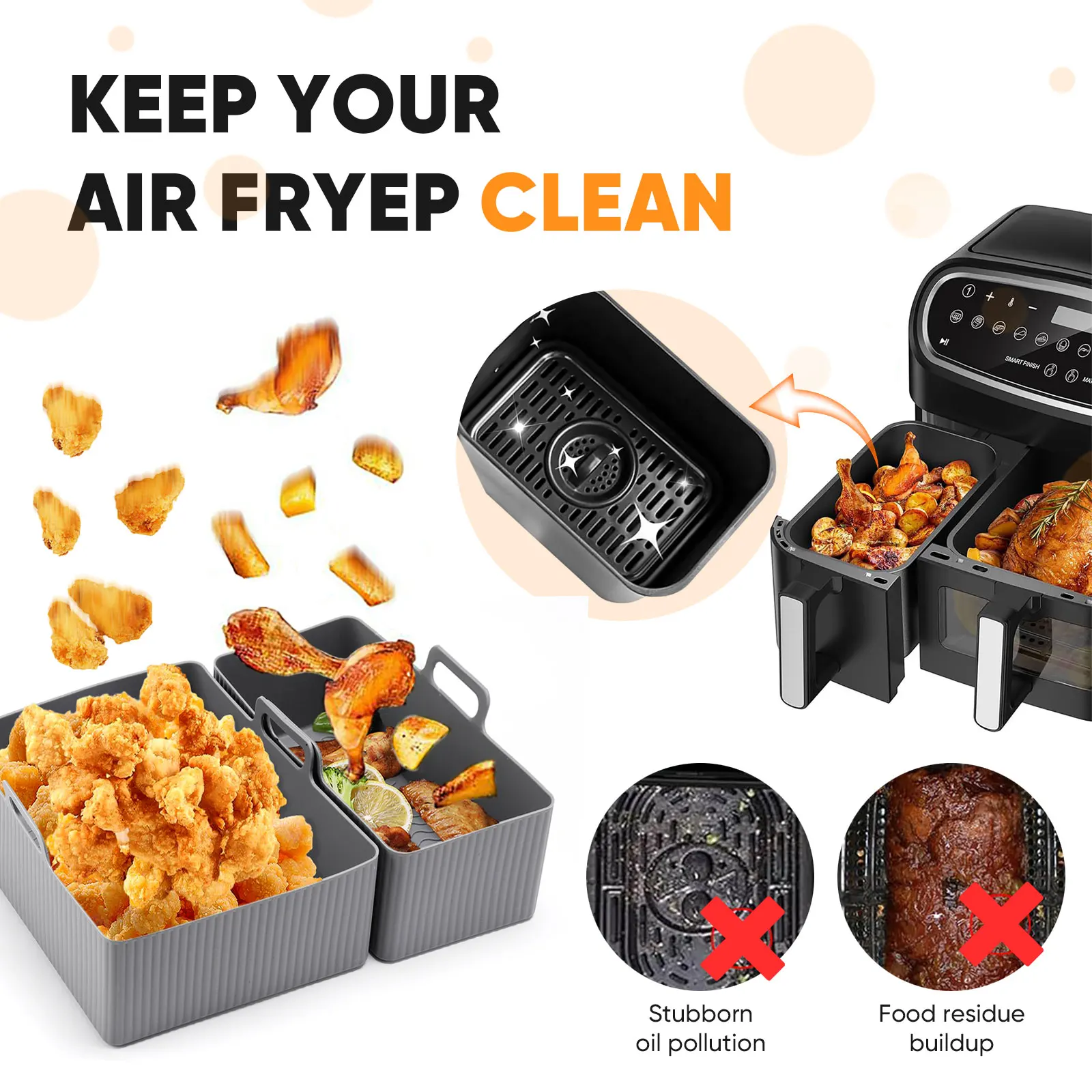Conjunto de 2 Peças de Tapetes - Air Fryer Silicone Pot Liner avaliação e preço